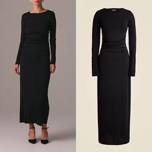 NWT J CREW Long-sleeve dress in jersey crepe in black